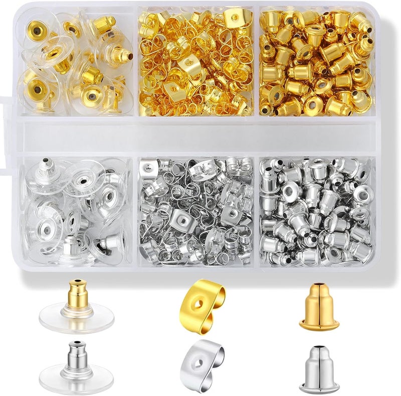 Formulen Hypoallergenic Metal Earring Backs - 170 Pcs, 6 Styles - Bullet Shape Safety Earring Backs Replacements for Studs, Hoops - Image 1